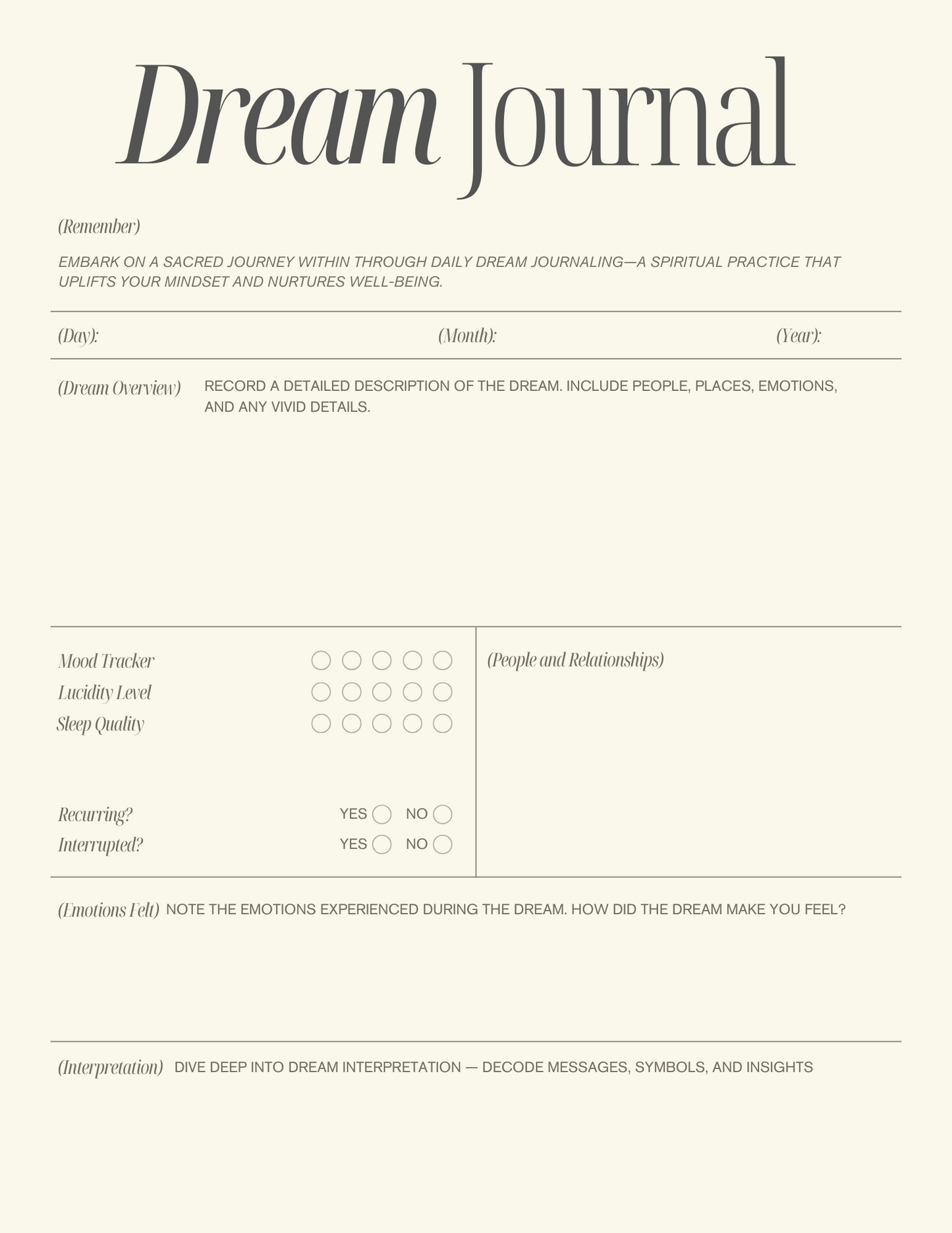 DREAM JOURNAL