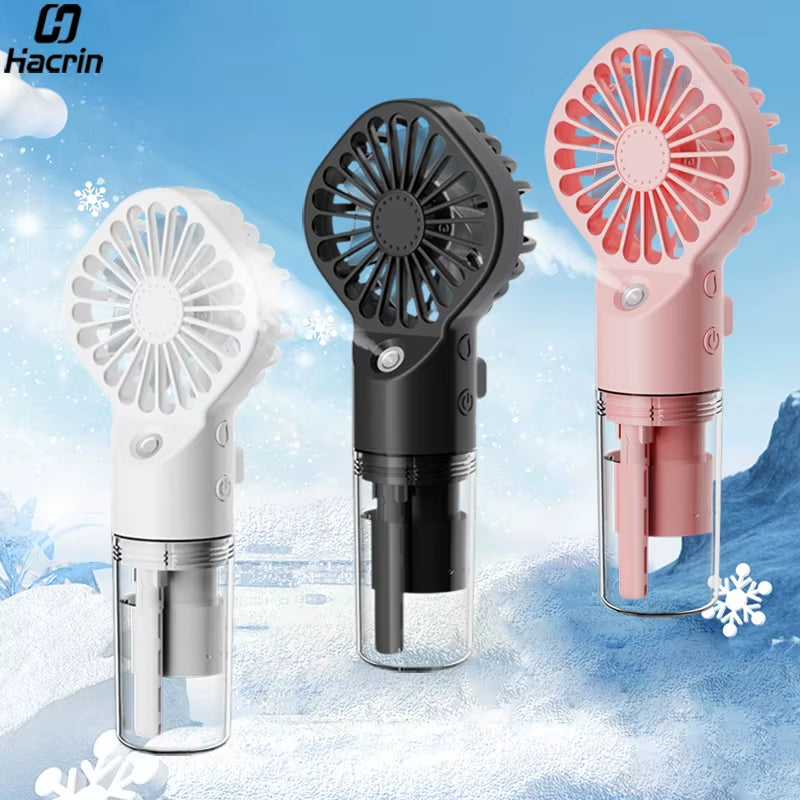 Portable Humidifier Fan Handheld Mist Fan Portable USB Mini Handheld Fan with Water Humidifier Rechargeable Mini USB Hand Fans